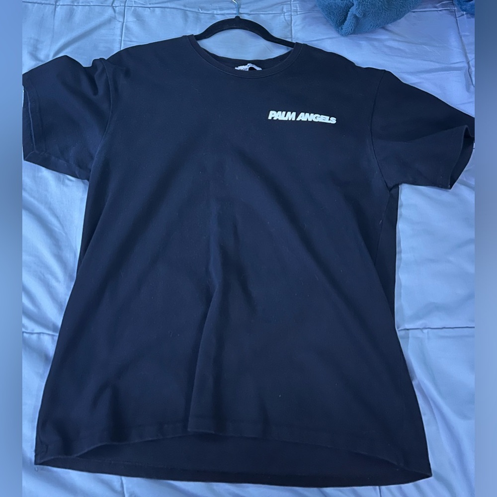 Palm Angels Black Flaming skull shirt.